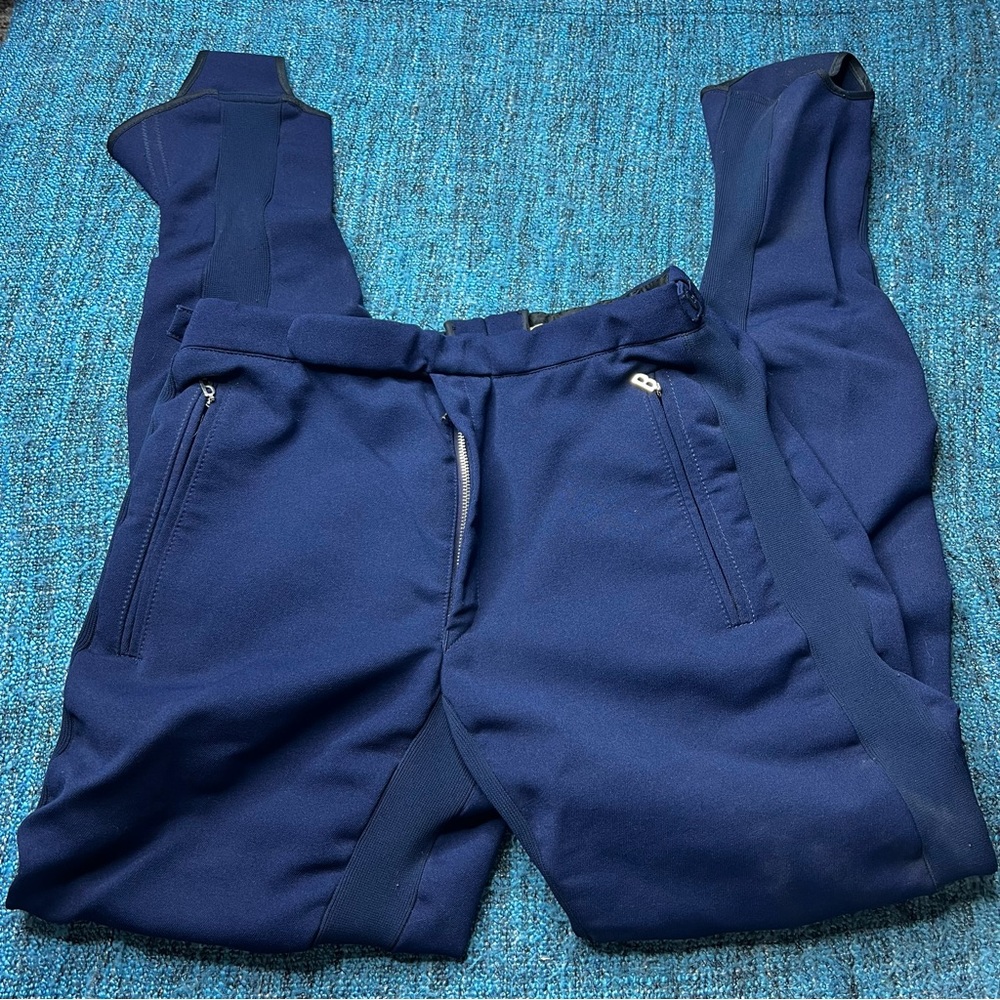 Vintage Bogner West Germany Wool Blend Olympic Stirrup Ski Pants in Navy Blue